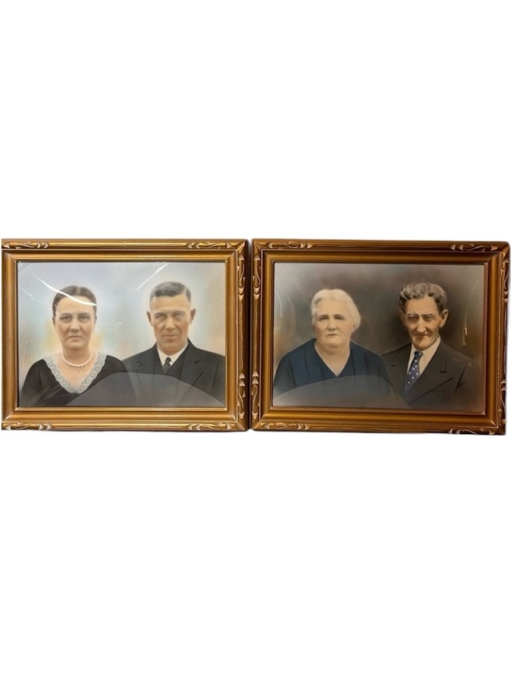 Vintage CONCAVE BUBBLE GLASS and Gold Picture Frames. Rare. Unique